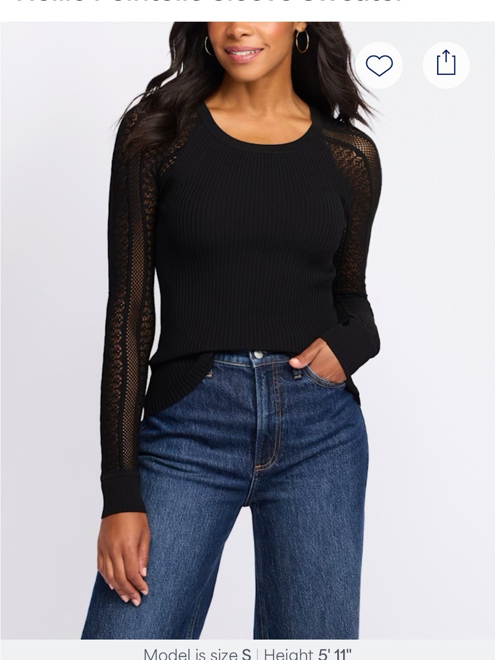 Long-Sleeve Knit Top with Lace Shoulders